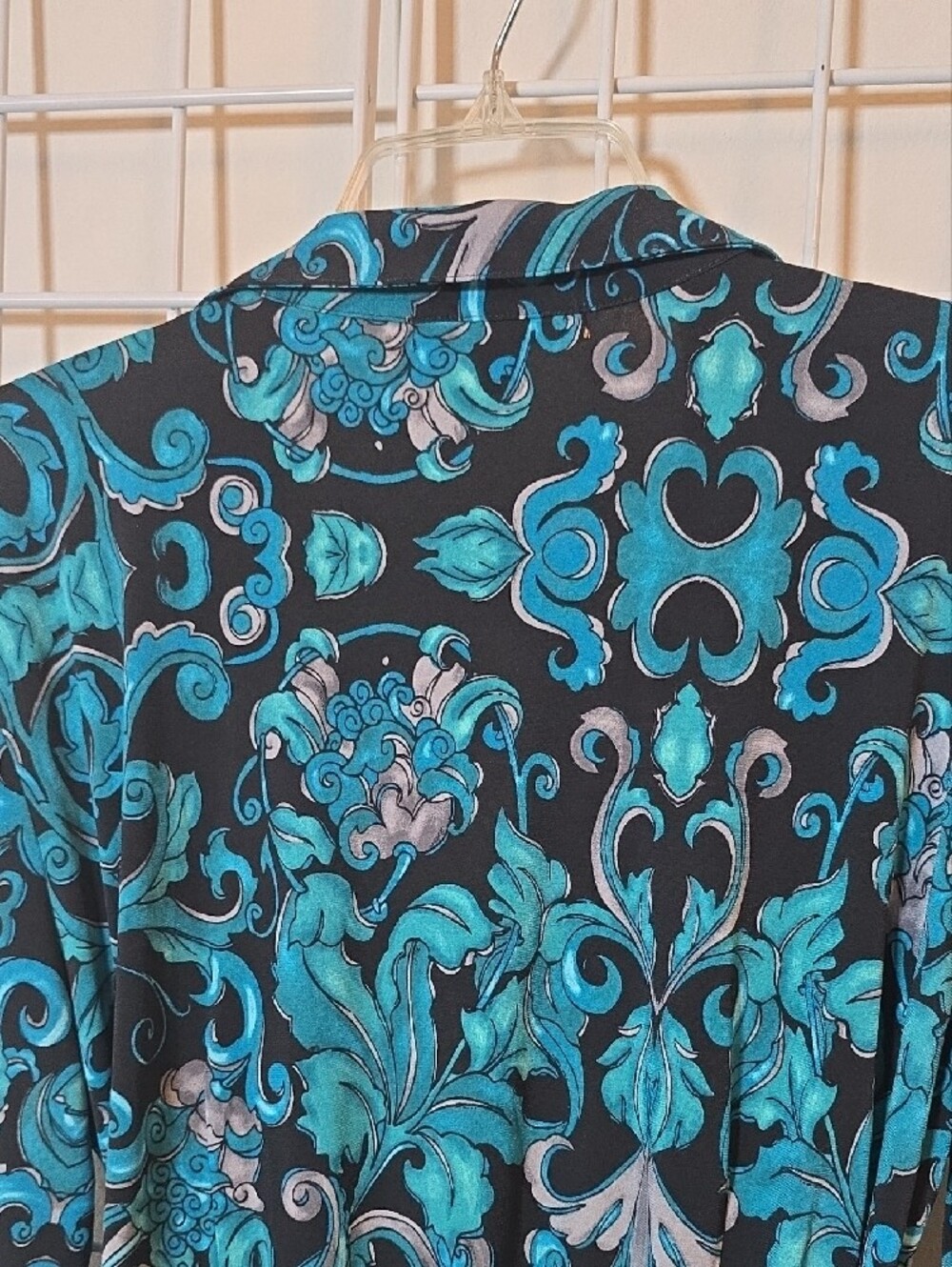 Ellen Tracy Boho Black & Teal Patterned Wrap Midi Dress Size XL NWT - Picture 9 of 16